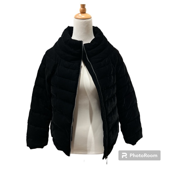 Quilted velvet funnel neck cocoon jacket Sam Edelman Medium M LIKE NEW!! - Picture 5 of 6